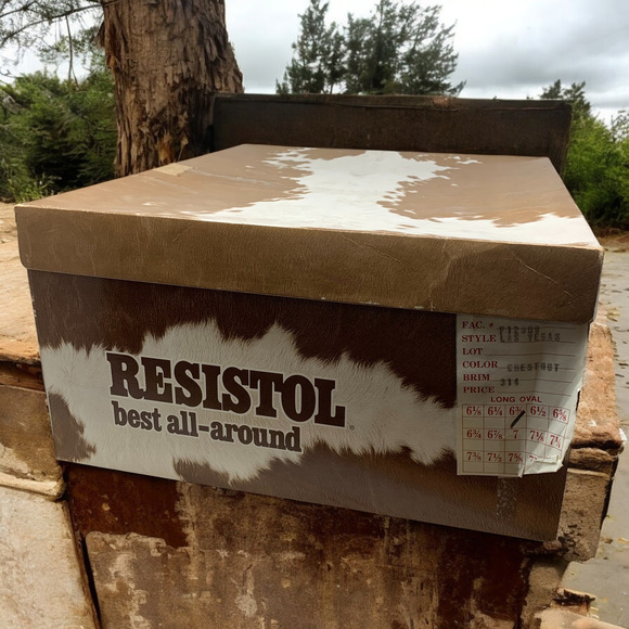 Vintage Resistol Chestnut Brown Las Vegas 5X Beaver Western Hat Sz 6 3/8 Boxed - Picture 10 of 15